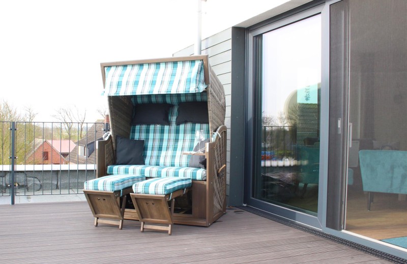 Auszeit im Sielhuus -  Deine Ferien - Große Dachterrasse mit Strandkorb