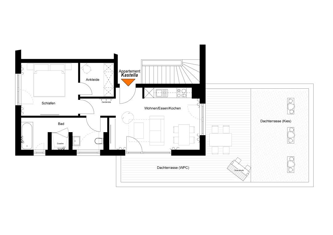 Appartement Kastella - Deine Ferien - offenes Raumkonzept