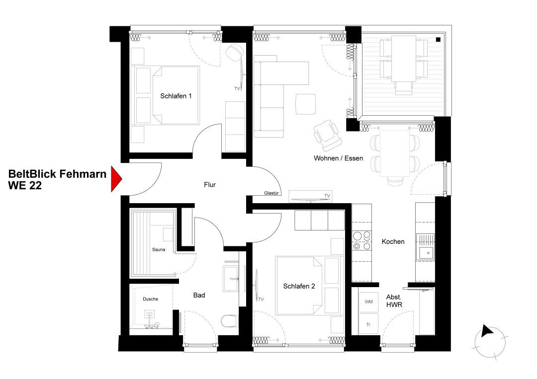 BeltBlick 22 - Deine Ferien - Boxspringbett - Schlafzimmer 1