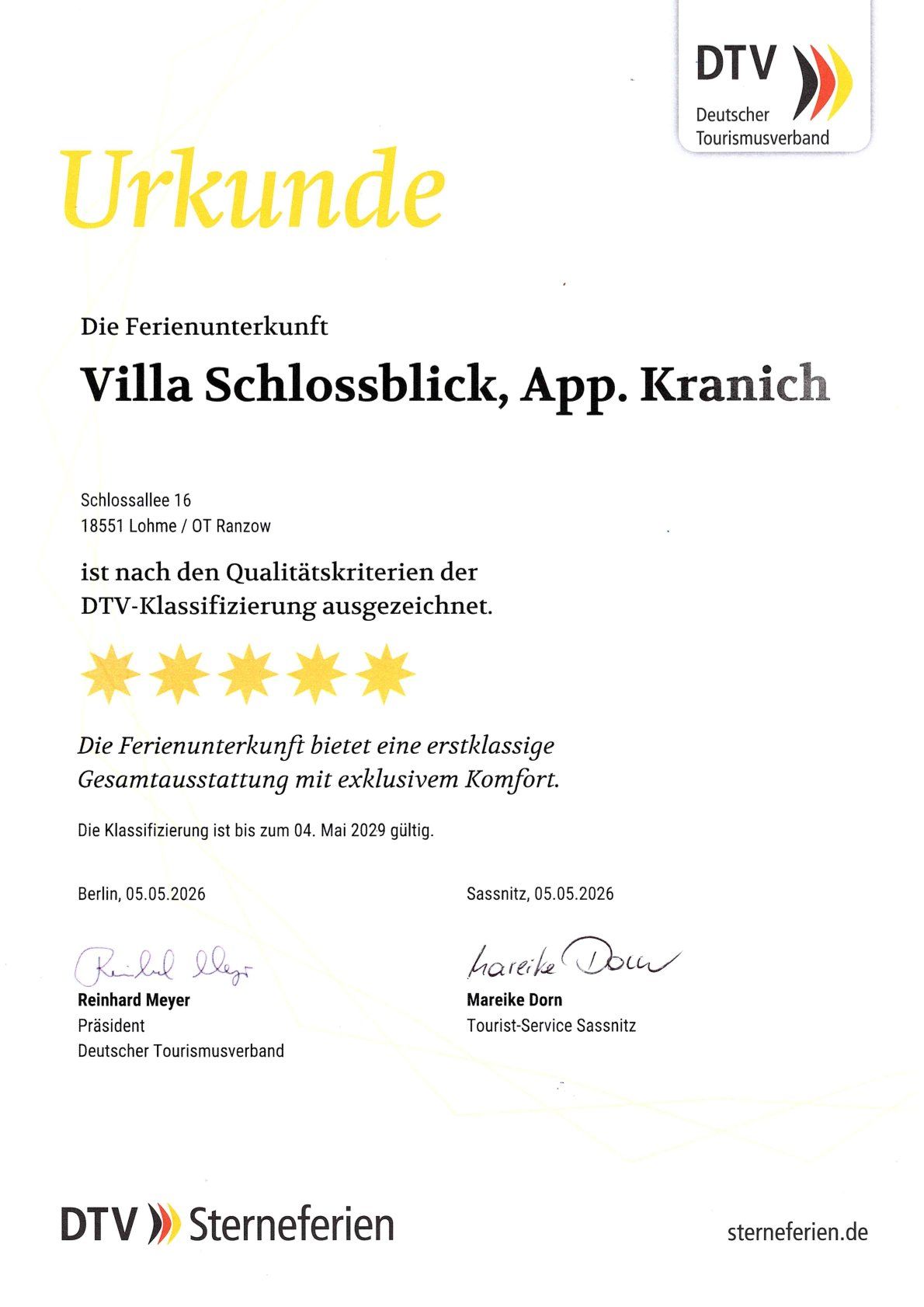 5-Sterne Klassifizierung DTV